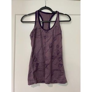 Lululemon Purple Racer Back Peacock Print Tank